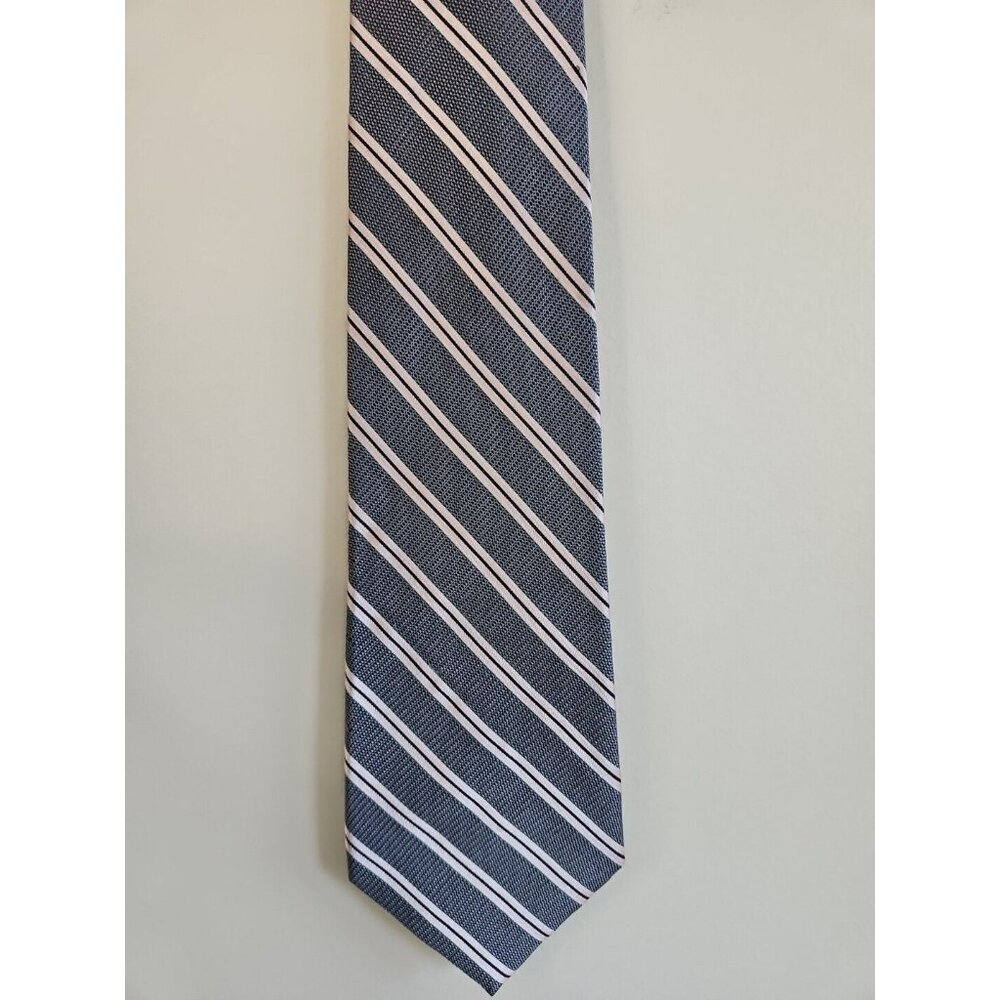 George Gray/Pink Stripe Pattern Neck Tie, 100% Silk
